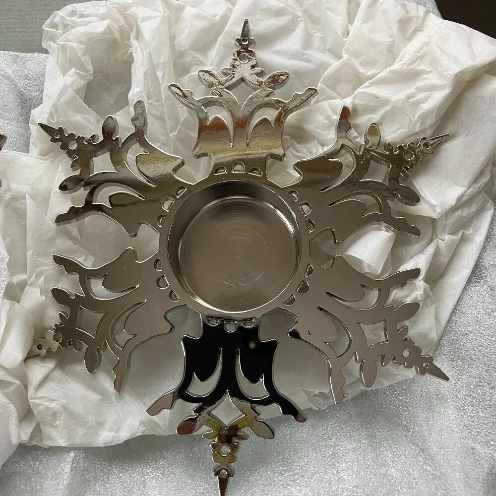 New In the Box Restoration Hardware Snowflake Tealight Candle Holders Set of 3